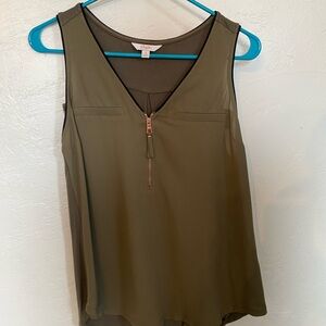 Candie's Olive Green Zip-Front Blouse